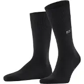Falke Airport X-Mas Calculation Herren Socken, 39-40, Schwarz, Uni,Stickmotiv, Schurwolle