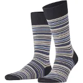 Falke Microblock Herren Socken, 41-42, Schwarz, Streifen, Baumwolle