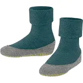 Falke Cosyshoe Minis Kinder Hausschuhe, 25-26, Grün, Uni, Schurwolle
