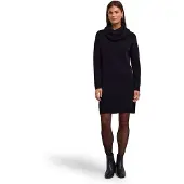 Falke Damen Kleid, L, Schwarz, Rippe, Schurwolle