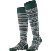 Falke Microblock Herren Kniestrümpfe, 45-46, Grün, Streifen, Baumwolle