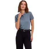 Falke Essential Cotton Damen Polo Shirt, L, Blau, Struktur, Baumwolle