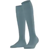 Falke Cotton Touch Damen Kniestrümpfe, 35-38, Blau, Uni, Baumwolle