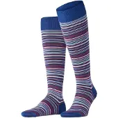 Falke Microblock Herren Kniestrümpfe, 43-44, Blau, Streifen, Baumwolle