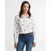 Barbour für Damen. LSH1644 Hemd Brambles weiß (L), Lässig, Baumwolle, Langarm