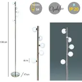 Dapo Leuchten Stehleuchte Sondra 12V Halogenlampe Nickel/Opalglas Standlampe Dekoleuchte