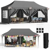 Sonstiges Faltpavillon 3x6m Grau Wasserdicht Stabil mit 6 Seitenwänden Anti-UV 50+