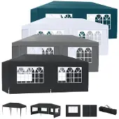 LZQ Faltpavillon 3x6m Weiß mit 6 Seitenteilen, UV-Schutz, Höhenverstellbar