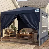 Quictent Faltpavillon 3x3m wasserdicht mit Seitenwänden UV-Schutz 50+ Stahlrahmen Blau