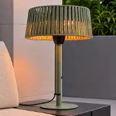 LUCANDE Tisch-Heizstrahler Pyravo, grün, Alu, 70 cm, IP44