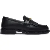 Tommy Hilfiger Loafer "TH CHAIN FRINGE LEATHER LOAFER", Damen, Gr. 37, schwarz, Nappaleder, Schuhe Loafer, Blockabsatz, Slipper, Businessschuh mit modischen Fransen
