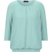 Goldner Kurzarmbluse "Chiffon-Shirt mit 3/4-Arm, Rundhals", Damen, Gr. 44, grün (mint), Obermaterial: 95% Viskose CV. 5% Elasthan EL., Casual, Sonstiges, Blusen Kurzarmbluse, keine/nicht relevant