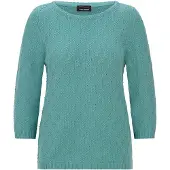 Goldner Kurzgröße: Halbarm Baumwollpullover mit Struktur in graugrün | Gr.: 25