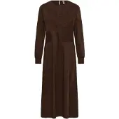 Culture Midikleid "Damen Kleid CUajda", Damen, Gr. S, N-Gr, braun (coffee bean), Obermaterial: 65% Baumwolle CO. 33% Polyester PES. 2% Elasthan EL., Kleider Midikleid