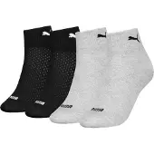 Puma Kurzsocken "WOMEN QUARTER 4P", Damen, Gr. 39-42, schwarz (grau melange, schwarz), Baumwollmischung, normal, Socken Kurzsocken, mit atmungsaktivem Materialmix