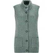 Goldner Strickjacke "Kurzgröße Strickweste mit Knopfleiste", Damen, Gr. 19, grün (salbei), Obermaterial: 100% Polyacryl PAN., Gerade, Strickjacken Strickjacke, aufgesetze Taschen