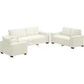 Syfax 3-tlg. Sofagarnitur mit Kissen Creme Samt