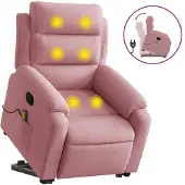 Syfax Massagesessel mit Aufstehhilfe Rosa Samt
