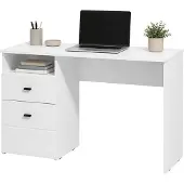 Dmora Frutal - Schreibtisch, 127x51x77h cm, Mattweiß, 2 Schubladen
