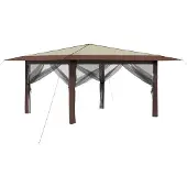 vidaXL Pavillon mit 4 Seitenwänden 4 x 4 m Creme und Braun