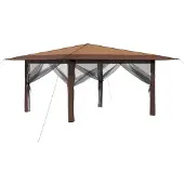 Syfax Pavillon mit 4 Seitenwänden 4 x 4 m Beige und Braun