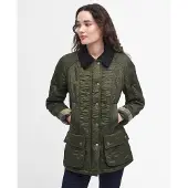 Barbour für Damen. LQU0471 Beadnell Polarquilt Jacke in Olivgrün (XS), Lässig, Polyamid