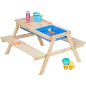 Northix Picknickbank für Kinder mit Wasser- und Sandspieltisch