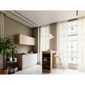 Respekta Küche Singleküche Bartisch Eiche Weiß Ingrid 150 cm ohne Kühlschrank, ohne Mikrowelle