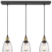 Nikcorp Industrielle Hängeleuchte 3 Glasschirme Stilvoll Schwarz Ø65x128cm Loft