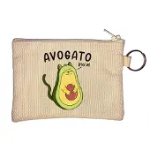 Markenlos Avogato Schlüsselanhänger und Münzbörse „Avocado-Katze“, beige, Einheitsgröße