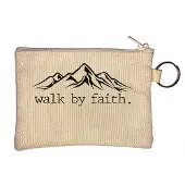 Markenlos Schlüsselanhänger-Münzbörse „Im Glauben wandeln – Bergkette“, beige, Einheitsgröße