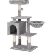 BellaFurn Mehrstöckiger Kratzbaum – Kratzbaum – Kletterturm – hellgrau – 50 x 40 x 110 cm