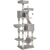 BellaFurn Kratzbaum für Katzen – Kletterbaum – Interaktiver Katzenturm – 206 cm – 2 Löcher – Sisalstangen