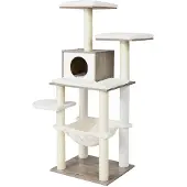BellaFurn Kratzbaum für Katzen, greige, stabil, 55 x 45 x 138 cm