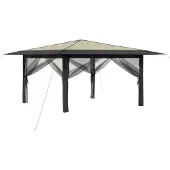 Syfax Pavillon mit 4 Seitenwänden 4 x 4 m Creme und Anthrazit