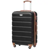 Coolife Hartschalenkoffer Handgepäck 56cm ABS TSA-Schloss 4 Rollen Schwarz/Braun