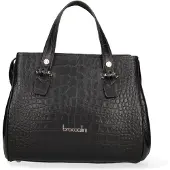 Braccialini Handtasche Damen Schwarz Echtleder mit Reißverschluss Avelina Black B UNICA 34x22x14 cm B14191-NERO