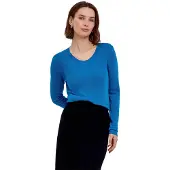 Falke Ultrafine Merino Wool Damen Pullover, XS, Blau, Rippe, Schurwolle