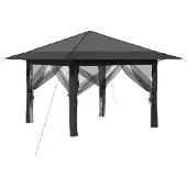 Yiwydaa Gazebo mit 4 Seitenwänden 3,3 x 3,3 m Hellgrau und Anthrazit
