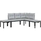 vidaXL 4-tlg. Garten-Sofagarnitur mit Kissen Schwarz Stahl