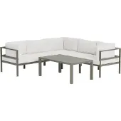 Ebuy24 Copacabana Garten Lounge Ecksofa 3+2-Sitzer und Couchtisch braun.
