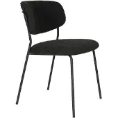 Trendmöbel24 Esszimmerstuhl Jolien im 2er-Set, Schwarz mit Bouclé-Stoff 49x56x77 cm