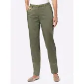 Inspirationen Chinohose , Damen, Gr. 42, Normalgrößen, grün (khaki), 98% Baumwolle, 2% Elasthan, unifarben, Hosen Chinohose