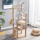 Dripio Katzenbaum 170 cm, 7 Ebenen, 2 Kapseln, Sisal, Holz