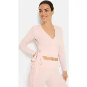 LASCANA Wickelshirt , Damen, Gr. 36/38, softpink, Jersey, Obermaterial: 95% Viskose, 5% Elasthan, unifarben, figurbetont taillenbedeckt, V-Ausschnitt, Shirts Wickelshirt, mit Bindeband