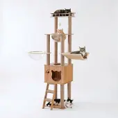 Dripio Kratzbaum 155 cm mit Raumkapsel, Jute, 6 Ebenen, Plüschplattformen