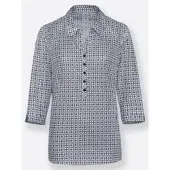 Inspirationen Schlupfbluse , Damen, Gr. 38, blau (marine, weiß, bedruckt), 100% Baumwolle, bedruckt, gemustert, mehrfarbig, Blusen Schlupfbluse