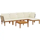 vidaXL 6 stk. Massives Akazienholz & Seil Natur