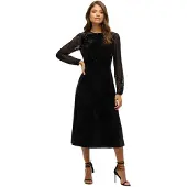 Superdry für Damen. W8011963A Lace Sleeve Velvet Kleid schwarz (XS), Party, Samt, Langarm