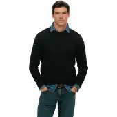 Superdry für Herren. M6110717A Schwarzer Preppy-Pullover (XL), Lässig, Baumwolle